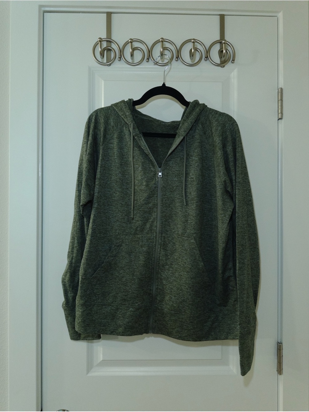 Men's Zip-Up Hooded Sweater - Olive Green